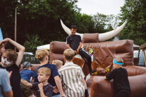 child on the bucking broncho